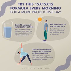 graphic detailing the 15x15x15 formula for a more productive morning