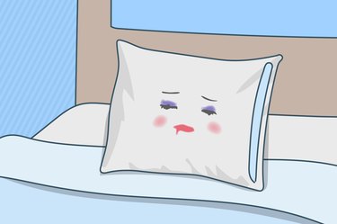 An illustration of a pillowcase stained with makeup, to represent sleeping in makeup