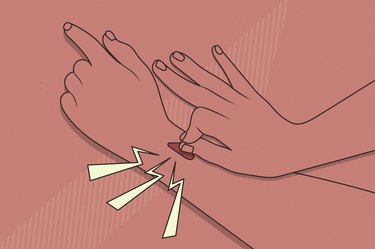 illustration of a person picking a scab on their arm