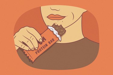 illustration of person eating protein bar with soy protein isolate