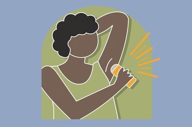 Illustration of a person putting on antiperspirant and wondering if antiperspirant is bad for you