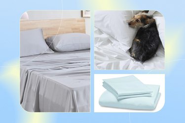 a collage of some of the best cooling sheets for hot sleepers