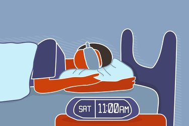 Illustration of a person sleeping in on the weekend