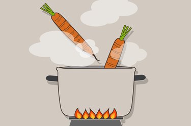 custom graphic of boiling carrots in a pot over the stove