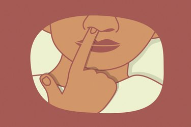 an illustration on a dark red background of someone picking their nose